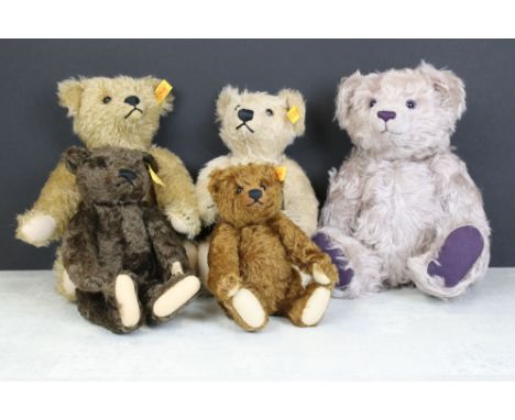 Five Steiff Bears, to include limited edition 660047 Teddy Bear, certificate No.02340, with Steiff tin badge, 005367, 000829,