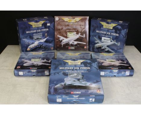 Seven boxed Corgi Aviation Archive 1/144 diecast models to include 3 x 1st issue Military Air Power (48301 Avro Vulcan B2 XM6