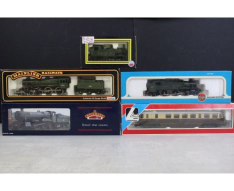 Five boxed OO gauge locomotives to include Bachmann Brome Manor, Palitoy Mainline 37-053 4-6-0 Standard Class 4 Locomotive, A