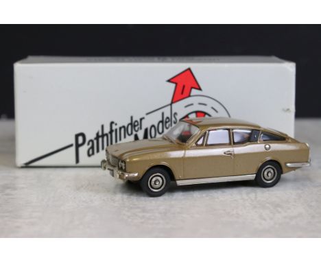 Boxed Pathfinder Models PFM 33 - 1969 Sunbeam Rapier 1/43 scale diecast model in metallic gold, with certificate. Diecast ex,