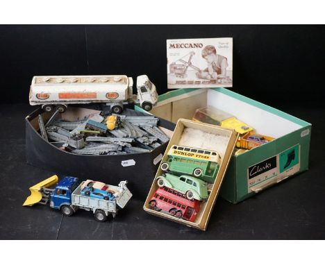 Quantity of mid 20th C onwards play worn diecast models to include Dinky, Matchbox, TootsieToy, Taylor &amp; Barrett bus etc 