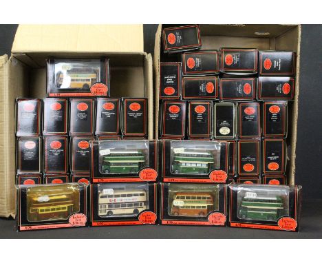 45 Boxed EFE Exclusive First Editions diecast model buses, features some duplication, diecast ex, boxes vg (two boxes) 