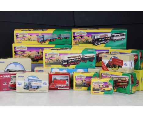 17 Boxed Corgi Classics diecast models to include 9 x The Showmans Range (27801 Atkinson Open Pole Truck Set - Anderton &amp;
