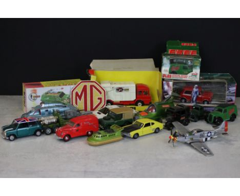 17 Diecast models to include 4 x boxed examples (Corgi 1116 Shelvoke &amp; Drewry - damaged box, Dinky 353 Shado 2 - reproduc