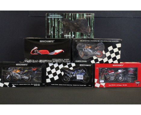 Five boxed 1/12 Pauls Model Art Minichamps diecast motorbikes to include 122037196, 122011255, 111043046, 122027146 &amp; 122