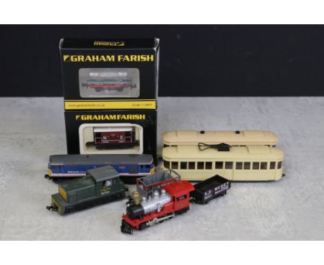 Group of N gauge model railway to include Grafar Spitfire locomotive, Lima D2785, Arnold 0-6-0 157 loco, 2 x boxed Graham Far