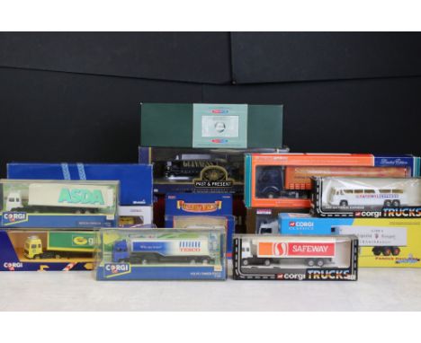 14 Boxed Corgi diecast model trucks &amp; commercial vehicles to include 3 x ltd edn Hauliers of Renown (CC13610 1:50 DAF CF 
