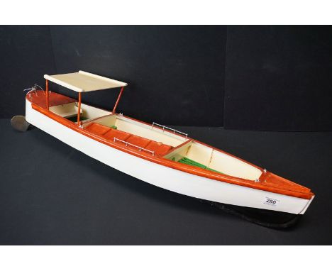 Painted wooden scale model of a yacht, approx. length 98cm 