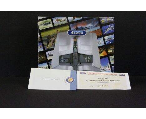 Autograph - Boxed Franklin Mint Precision Models Armour Collection B11E215 Messerschmitt BF109 G-2 Black 13 diecast model sig