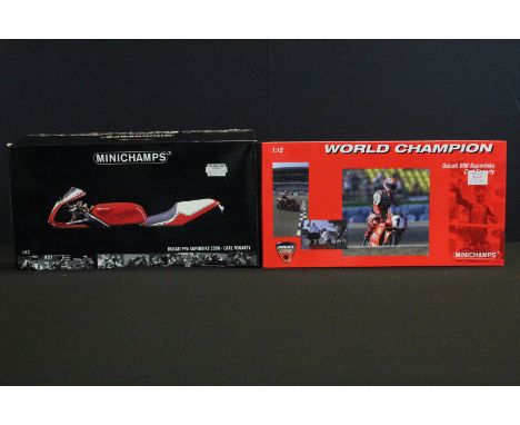 Two Boxed Paul's Model Art Minichamps 1:12 Carl Fogarty Ducatti 996 Superbike diecast models, diecast ex, boxes gd 