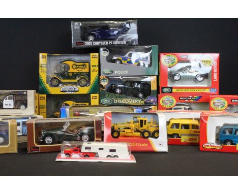 20 Boxed diecast models to include 3 x Britains 1/32 (9507, 09484 &amp; 09484), Burago, Land Rover, Saico, 3 x Crayola Gearbo