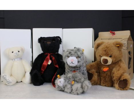 Steiff - Three boxed Steiff teddy bears to include " Krystal " (no. 662003 - with COA), 30cm, " Joshua " (no. 663208 - with C