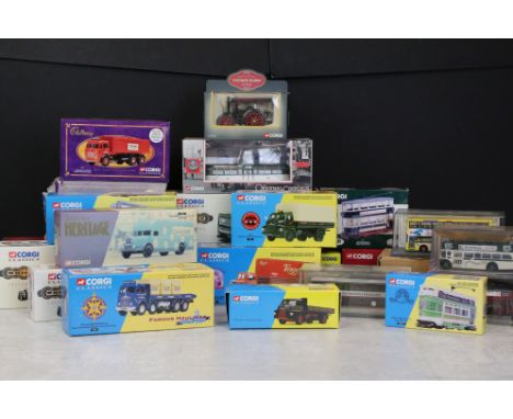 22 Boxed / cased diecast models, mostly Corgi, to include 4 x Corgi Original Omnibus (44001 Blackpool Brush Railcoach, 42729,