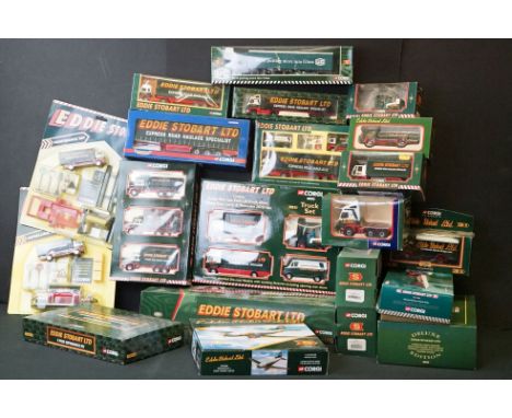 21 Boxed Corgi Eddie Stobart diecast models to include 14302 deluxe edn set (Foden S21 Artic Trailer With Containers, etc), l