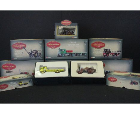 Nine boxed ltd edn 1/50 Corgi Vintage Glory of Steam diecast models to include 80307 Garrett Road Tractor, 80009 Sentinel Cha