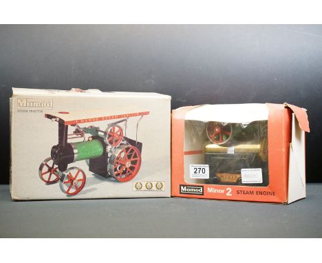 Two boxed Mamod steam engines to include TE1A Steam Tractor and Minor 2 Steam Engine, models gd with accessories, boxes a lit