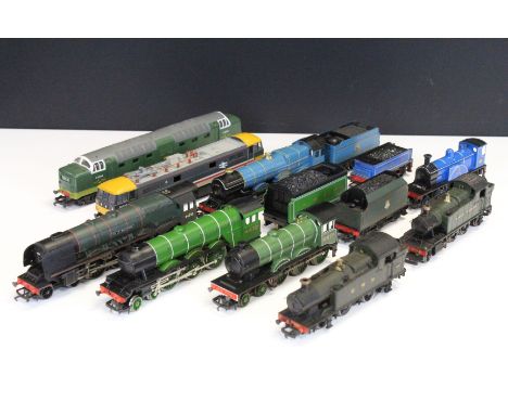 Nine OO gauge locomotives to include Hornby Royal Anglian Regiment, Lima Meld, Hornby City of Bradford, Lima King Charles II 