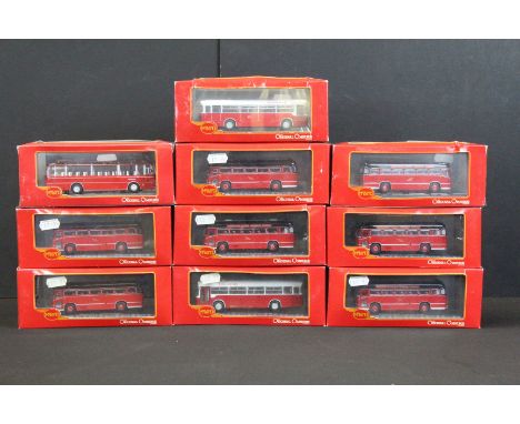 10 Boxed Corgi Original Omnibus Midland Red diecast model buses, some duplicated, diecast ex, boxes vg overall 