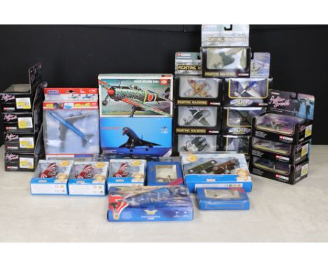 26 Boxed diecast plane models, mainly Corgi, to include 7 x Corgi Fighter Scramble (3 x CS90020, 4 x CS90018), 4 x Corgi Show