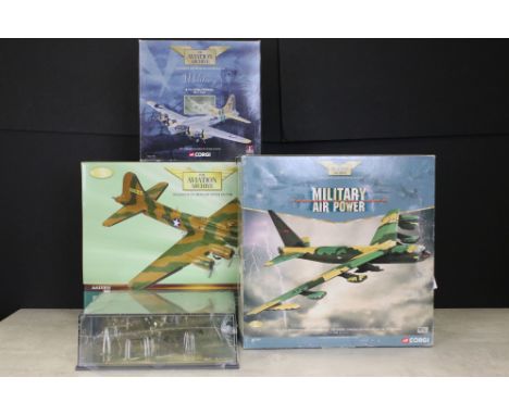 Four Boxed / cased Corgi Aviation Archive military diecast models to include AA33304 Eighth Air Force Collection Boeing B-17E