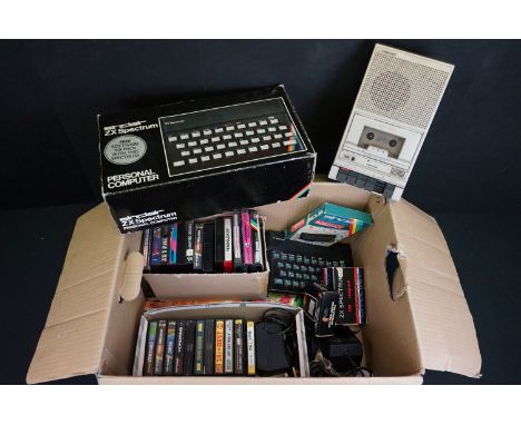 Retro Gaming - Boxed Sinclair ZX Spectrum console with 1 x unboxed Sinclair ZX Spectrum, 1 x Ferguson Cassette Recorder, 31 x