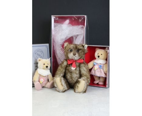 Steiff - Three boxed limited edition replica teddy bears, to include Teddy Bear 1926, The smaller version of ' Happy Annivers