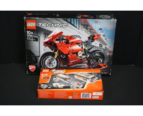 Lego - Boxed Lego Technic 42107 Ducati Panigale V4 R along with boxed Lego Technic 8293 Power Functions, previously built and