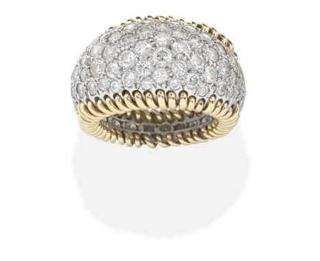 SCHLUMBERGER FOR TIFFANY: DIAMOND 'STITCHES' RINGSet throughout with brilliant-cut diamonds, diamonds approx. 3.20cts total, 