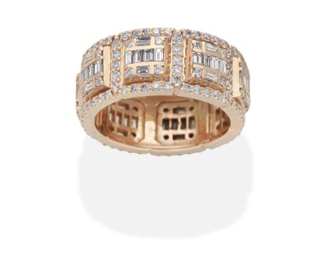 DIAMOND RINGSet throughout with baguette and brilliant-cut diamonds, diamonds approx. 1.20cts total, ring size approx. K (siz