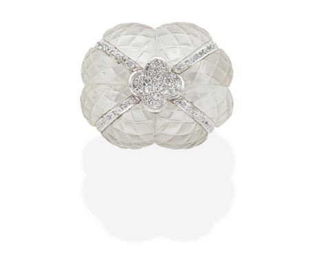 ROCK CRYSTAL AND DIAMOND-SET RINGFrosted rock crystal and brilliant-cut diamonds, ring size approx. NFor further information 