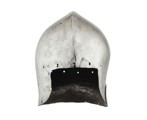 ‡ A RARE NORTH ITALIAN SALLET, CIRCA 1460-80, TWICE STRUCK WITH THE MARK "PR" BENEATH A SPLIT CROSS formed in one piece with 