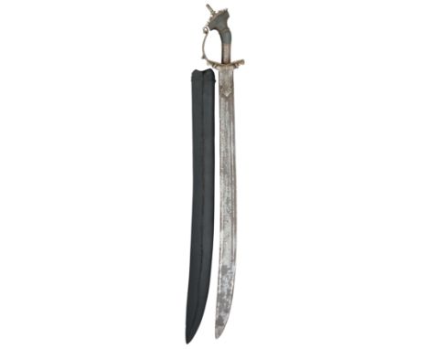 A SOUTH INDIAN SWORD (KIRACH), 17TH CENTURY, PROBABLY TRAVANCORE, KERALA with broad blade formed with a pair of slender fulle