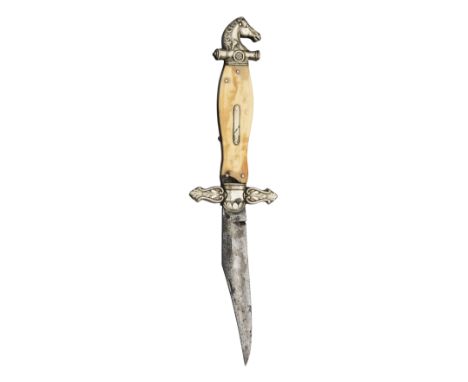 ◉ A FOLDING BOWIE KNIFE FOR THE AMERICAN MARKET, SPENCER, LONDON, CIRCA 1870 with folding blade formed with a long clipped-ba