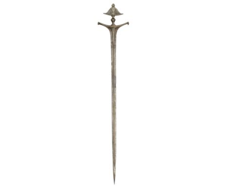 A SOUTH INDIAN RAPIER, LATE 16TH/17TH CENTURY with broad tapering blade formed with a long medial ridge and reinforced point 
