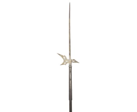 A STYRIAN HALBERD, LAST QUARTER OF THE 16TH CENTURY with long tapering terminal spike of diamond section, forward-leaning cur