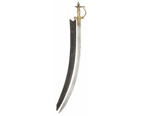 A SOUTH INDIAN SWORD (TALWAR), 18TH CENTURY, POSSIBLY MYSORE, KARNATAKA with curved crucible steel blade double-edged towards