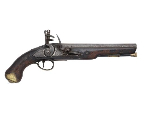 A 14 BORE FLINTLOCK LIGHT DRAGOON PISTOL, EARLY 19TH CENTURY of regulation type, with tapering barrel, bevelled lock with 'GR