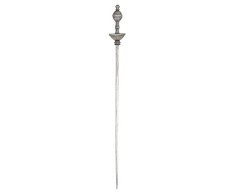 A FINE INDIAN RAPIER, 16TH/17TH CENTURY, PROBABLY BIKANER, RAJASTHAN with tapering double-edged slender blade engraved with a