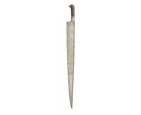 AN AFGHAN KHYBER KNIFE, 19TH CENTURY of characteristic form, with straight single-edged blade formed with a slender groove al