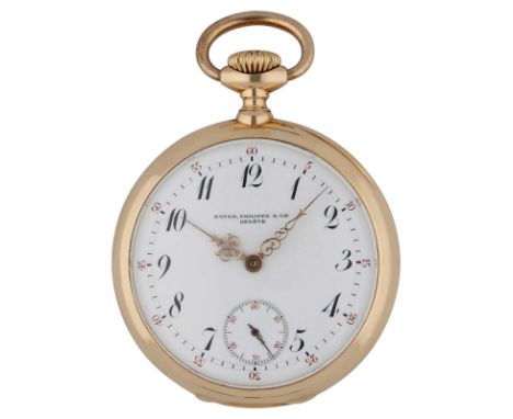 PATEK PHILIPPE Taschenuhr Lepine, Roségold 18K, Herstellungsjahr 1895, Durchmesser 43 mm, Gehäuse Roségold 18K mit weissem Em