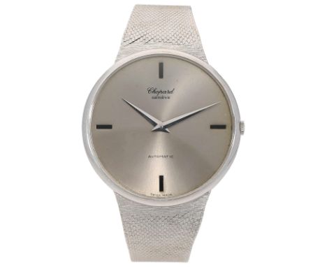 CHOPARD Classic, Weissgold 18K, Referenz 1027, Herstellungsjahr ca. 1977 mit Lederband, Durchmesser 41 mm, Gehäuse Graues Zif