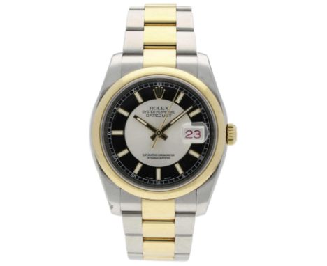 ROLEX Datejust Tuxedo, Gelbgold 18K/Stahl, Referenz 116203, Herstellungsjahr ca. 2005, Durchmesser 38 mm, Gehäuse Stahl mit G