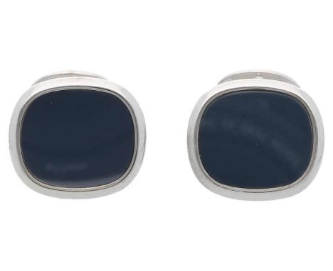 Patek Philippe Manschettenknöpfe "Ellipse", Weissgold 18K, Blaugold und Saphirglas, Durchmesser 2,1 x 1,9 cm, Gewicht 28,4 g,