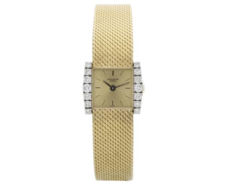 PATEK PHILIPPE, Gelbgold 18K, Referenz 3285/058, Herstellungsjahr 1965-1969, Durchmesser 16,3x16,3 mm, Gehäuse Gelbgold 18K, 