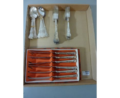 Canteen of silver-plated Kings Pattern cutlery - six place settings - in one box  Condition Report Click here for further ima