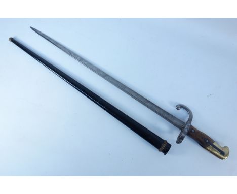 French 1876 pattern bayonet, 52cm blade No.6231 with metal scabbard Condition Report Click here for further images, condition