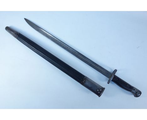 WWI English 1907 pattern bayonet by Wilkinson 43.5cm blade with leather covered scabbard Condition Report Click here for furt