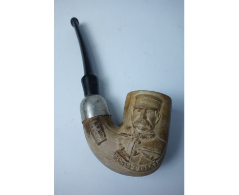 Boer War period meerschaum pipe cast with the heads of Generals Suller and Roberts Rd. No. 361256