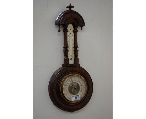 Early 20th century aneroid barometer mounted on carved walnut, H50cm
CLOCKS & BAROMETERS - as we are not a retailer, these it