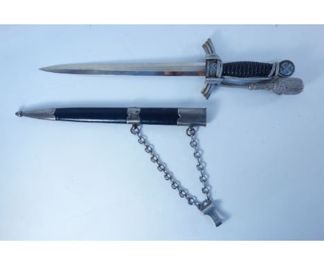 German Third Reich Luftwaffe 1934 First Pattern officer`s dagger, 31cm double edged steel blade marked 'Alcosa Solingen', wir